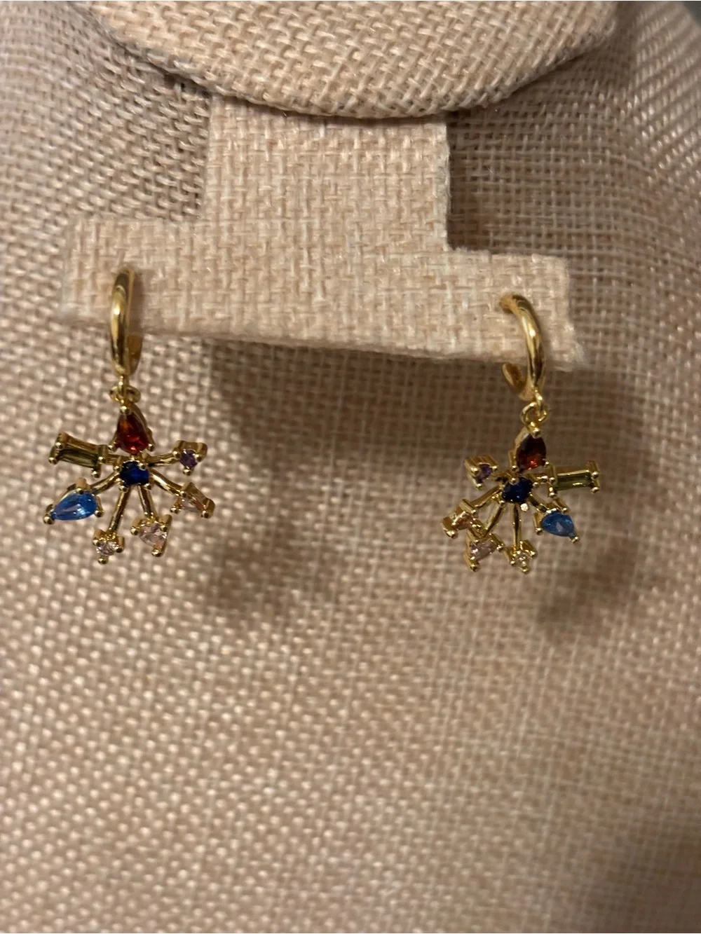 kate spade Gold Multi-Stone Drop Earrings with Red, Blue & Purple Accents